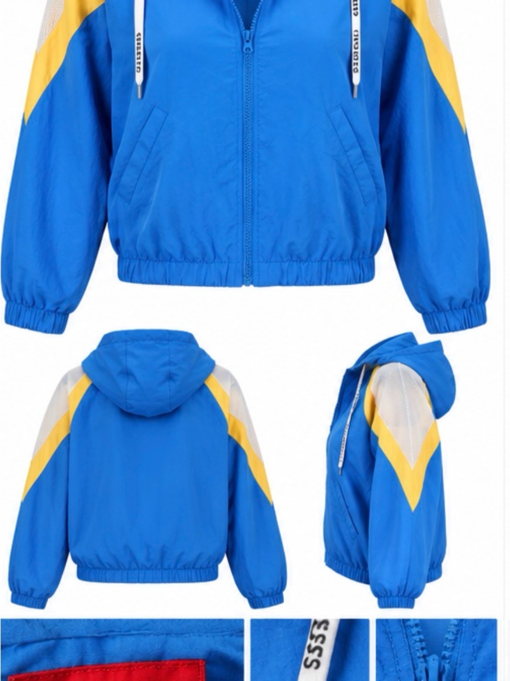Unisex Blue & Yellow Hooded Windbreaker Jacket